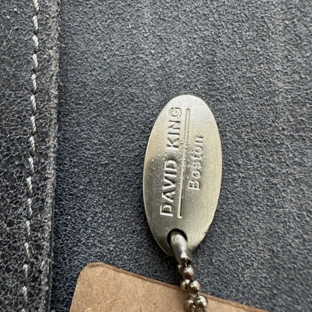 David King & Co. North South Laptop Messenger bag Dark Grey Suede Leather Men's - Picture 4 of 12